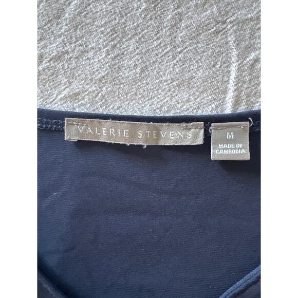 Valerie Stevens Women’s Button Front Tie Hem Blouse Navy Blue Size M - Picture 6 of 7
